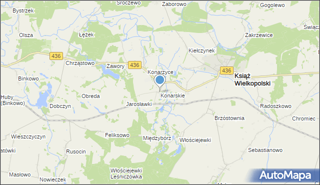 mapa Konarskie, Konarskie gmina Książ Wielkopolski na mapie Targeo